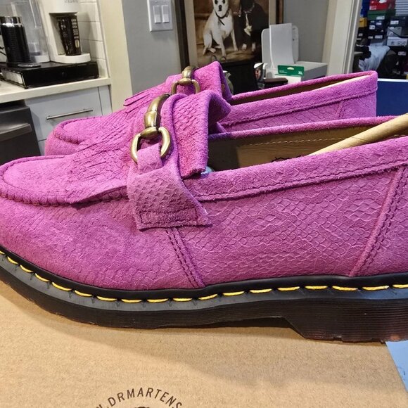 Dr. Martens Adrian Snaffle Repello Emboss Suede Kiltie Loafers Pink MENS SZ 11 - Picture 1 of 8